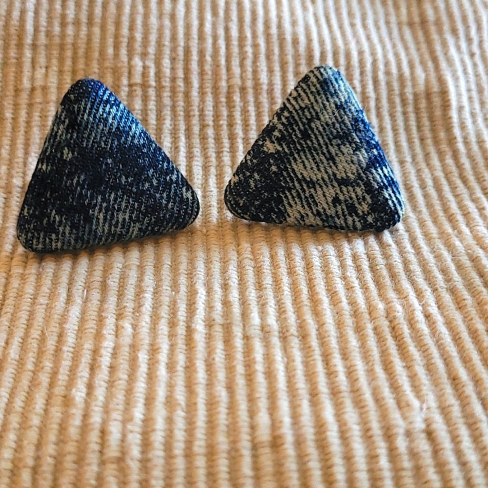 Retro 90's acid wash denim earrings